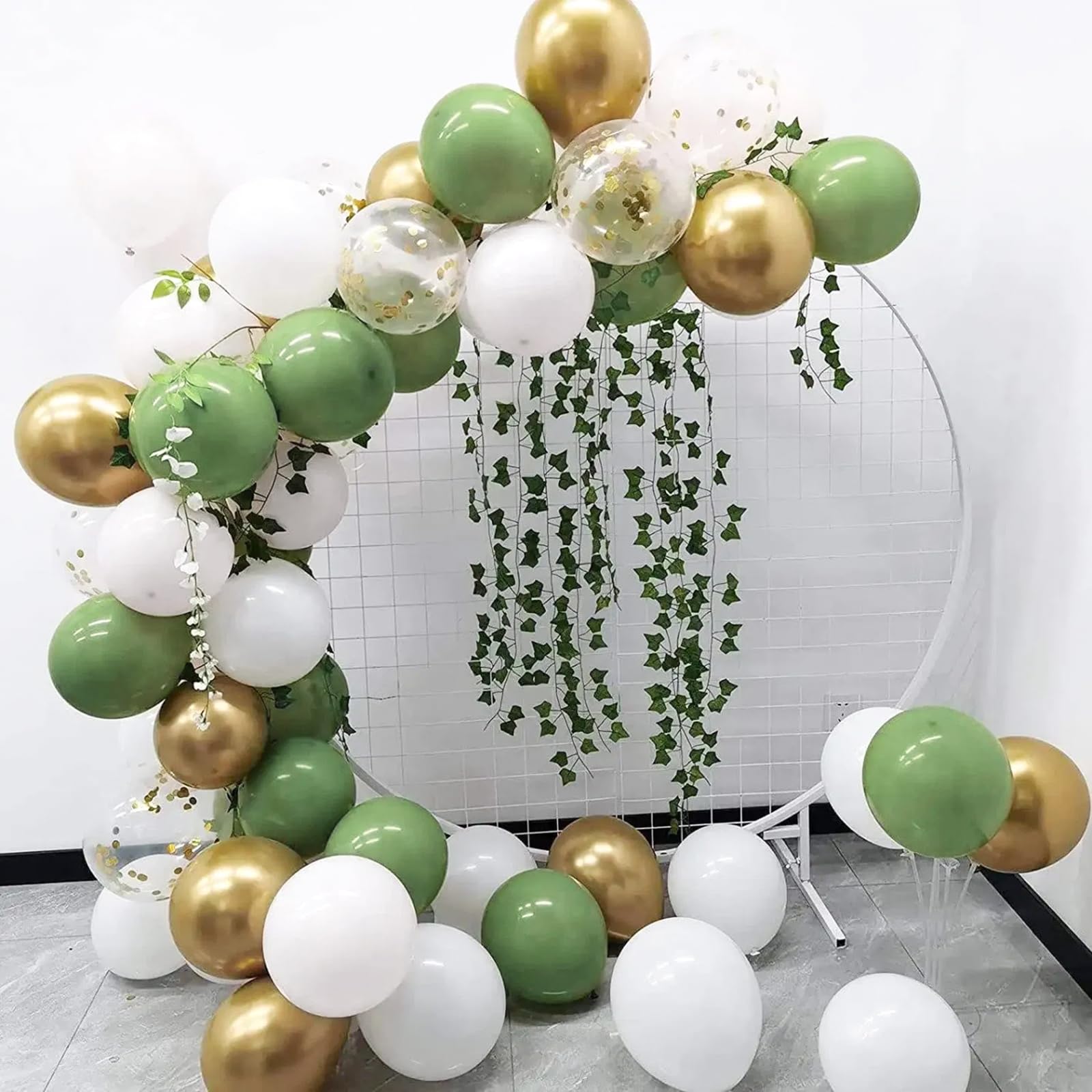 Decorazioni 40° Compleanno Verde Salvia - Kit Palloncini E Striscioni Oro