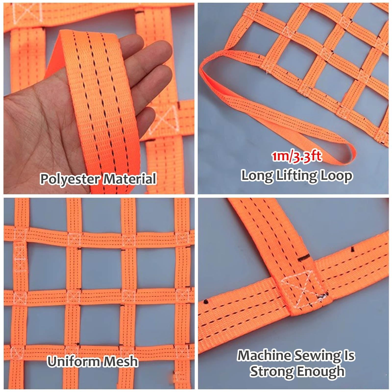 Red De Carga Colgante De Poliéster para Elevación, Red De Eslinga De Carga De Nailon Resistente Al Desgarro, Correas De Elevación Y Manipulación(1.5 X 1.5M/Mesh 10cm/Load 2t)