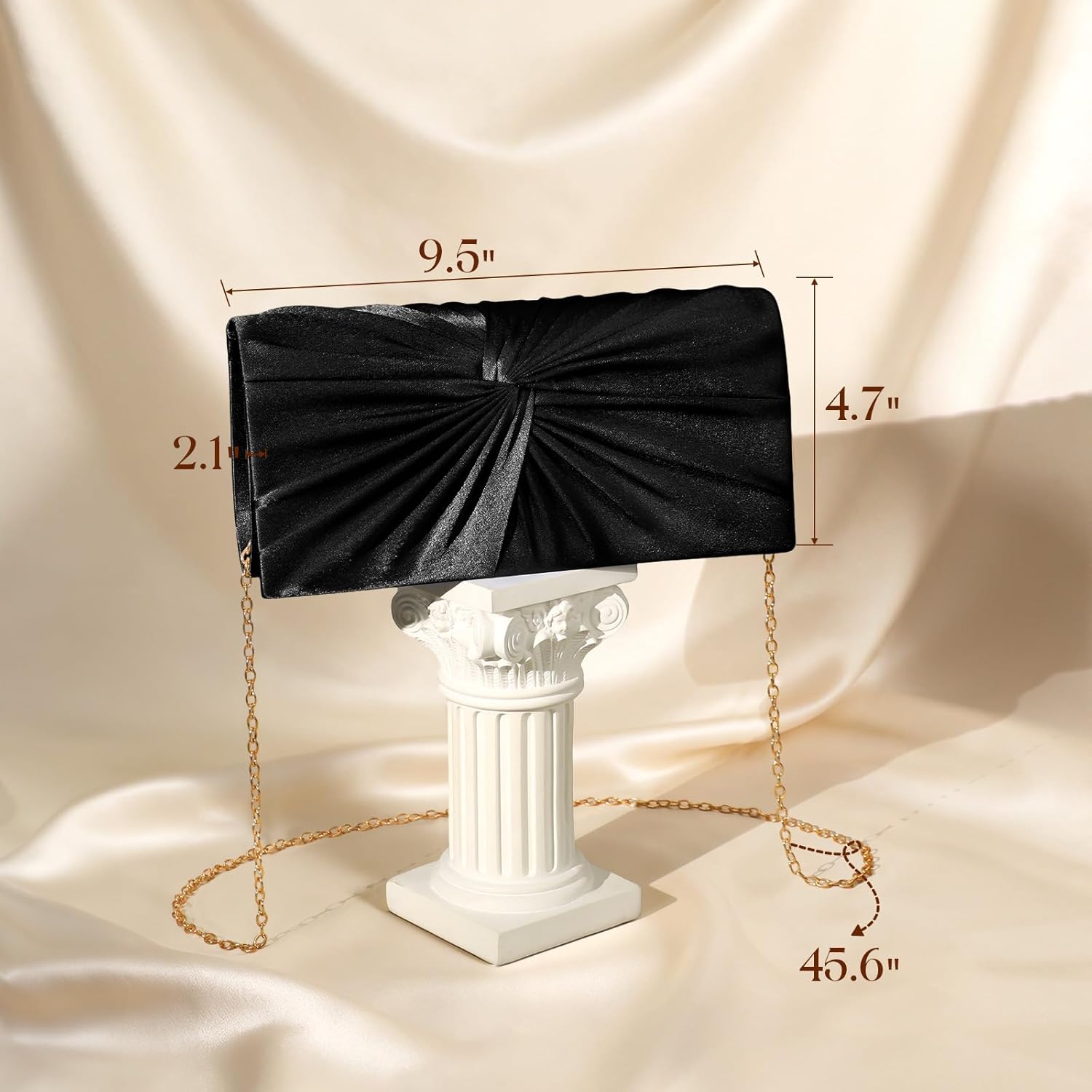 Evening Satin Purse with Detachable Chain Fomal Clutch Women's Evening Handbags