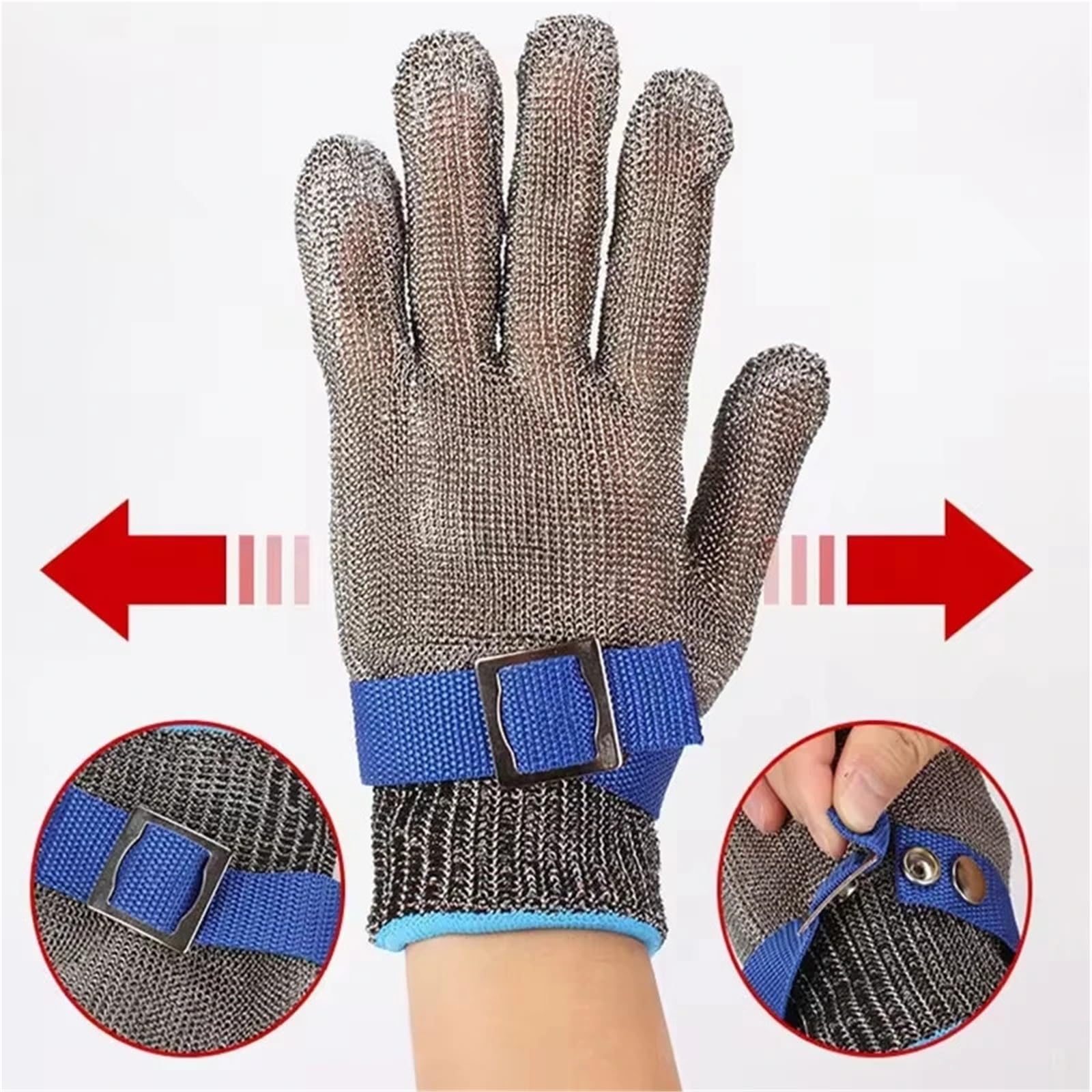 Gants anti-coupures, S de travail en acier inoxydable résistant aux coupures, s sécurité maille métallique anti-coupure for bouchers(Medium)