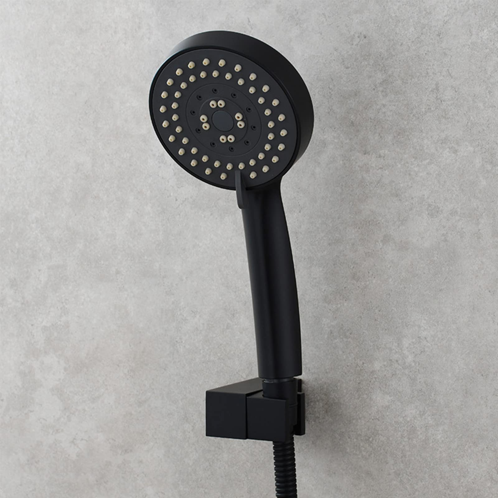 AKAZI Duschkopfhalter, quadratischer Messing-Handbrausehalter, 360 ° Verstellbarer Wandbrausehalter, Schwarz (Gold, Silber, Schwarz)