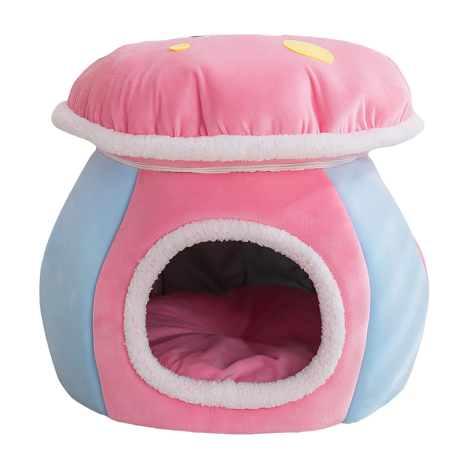 Lit Caverne pour Chat | Niche pour Chien en Forme de Champignon Partiellement Fermée,Maison pour Chat D'Intérieur - Chiot D'Intérieur, Salon, Chambre, Balcon, Appartement, Maison