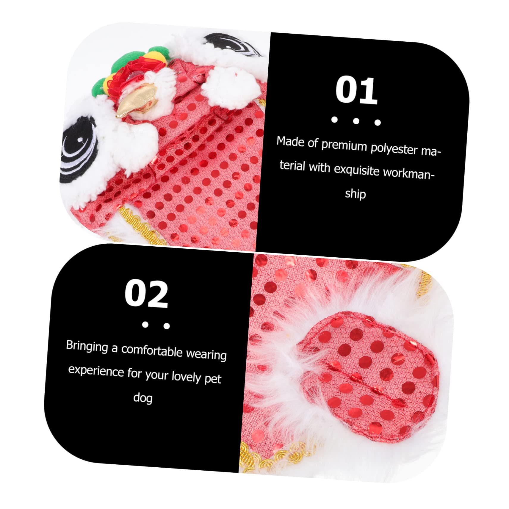 BESPORTBLE 3pezzi Costume Per Cani Per Anno Cinese Abbigliamento Per Animali Domestici Outfit Festivo Con Design Doppia Faccia Adatto Cuccioli Di Piccole Facile Da Indossare e Comodo