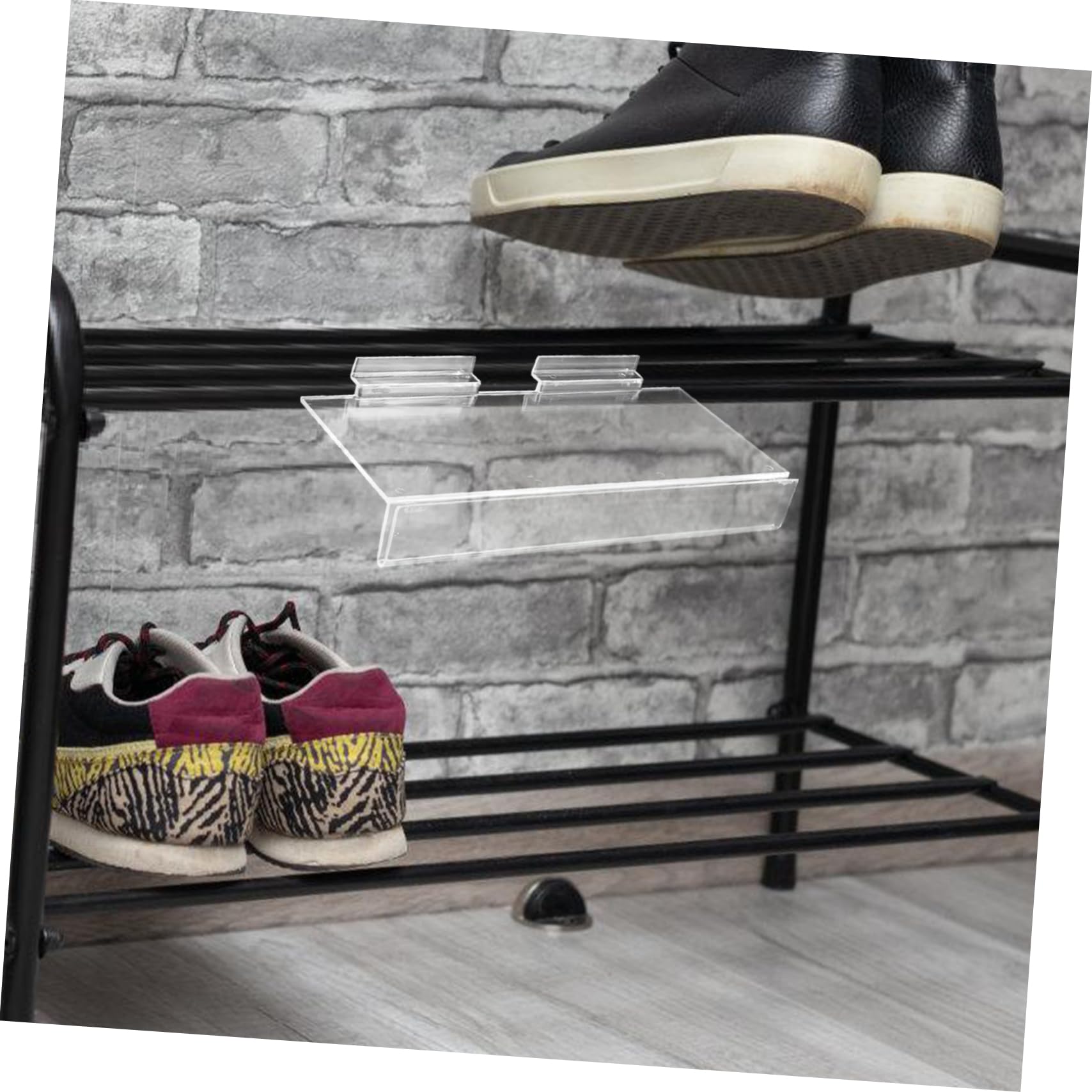 LABRIMP 2sets Shoe Display Stand Wall Shoes Display Shelf Slat Wall Shelves for Easy Install 2pcs*2