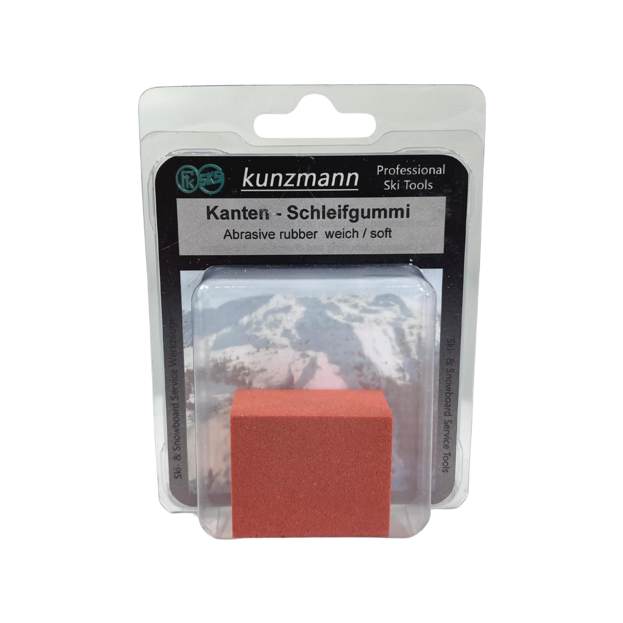 FK/SKS Gummy Stone for Ski & Snowboard Edge Tuning – Soft Abrasive Rubber Edge Tool for Deburring, Rust Removal, and Sharpening – Pocket-Sized Ski Tuning Tool