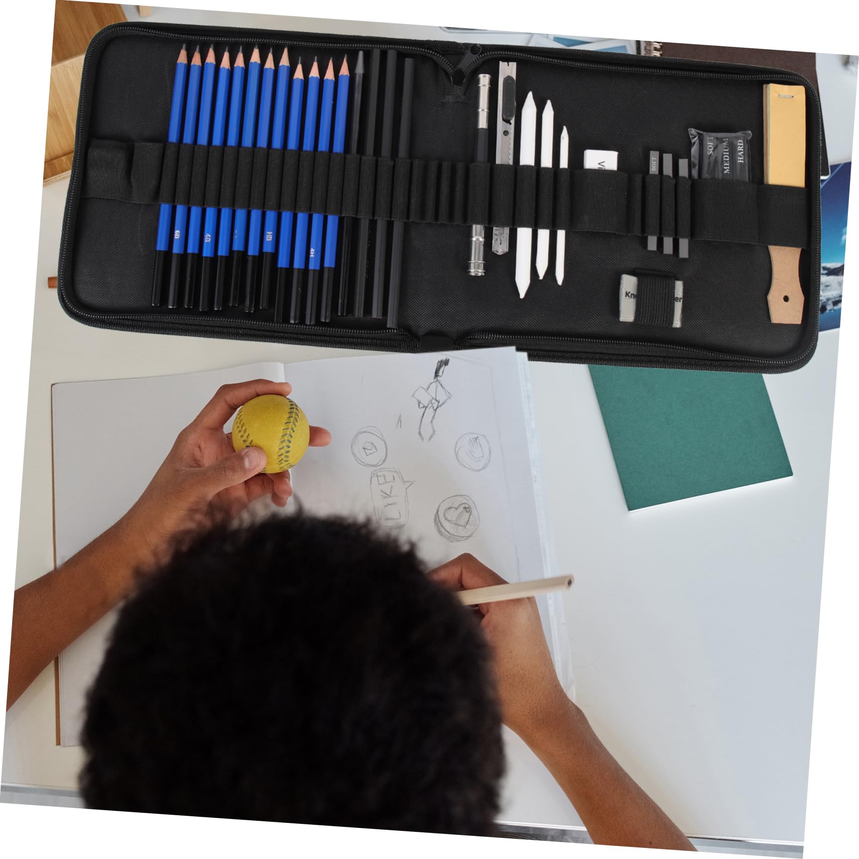 Operitacx 1 Juego conjunto de bocetos kit dibujo principiantes kit de dibujo para principiantes suministros de dibujo niños dibujando lápices lápiz de dibujo profesional suite