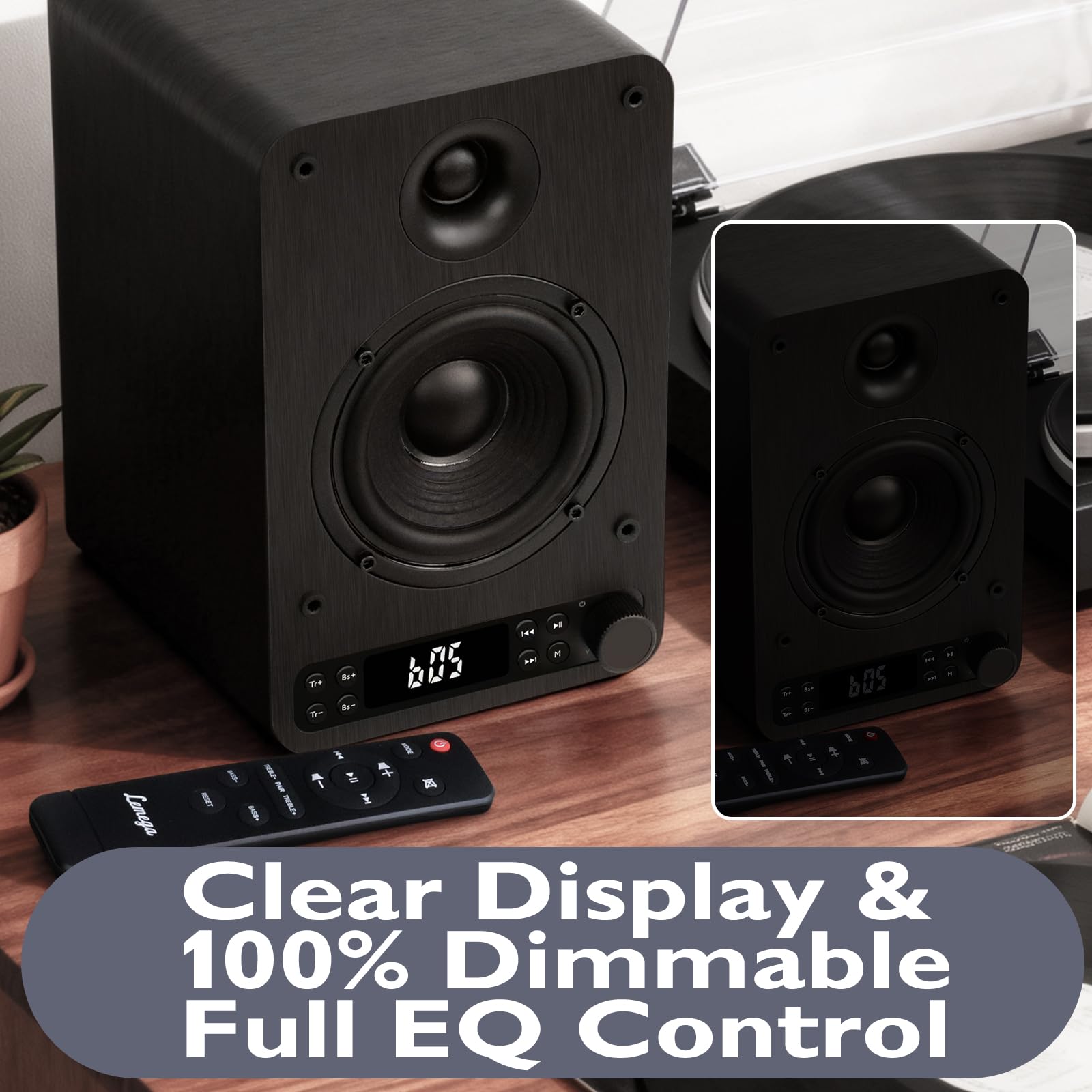 LEMEGA Core X1 Aktivlautsprecher - 40W Stereo Regallautsprecher, HDMI ARC Fuer TV, Bluetooth Streaming, Optisch, Cinch, AUX & USB, dimmbares LED-Display, Bass & Klangregler, Fernbedienung inklusive