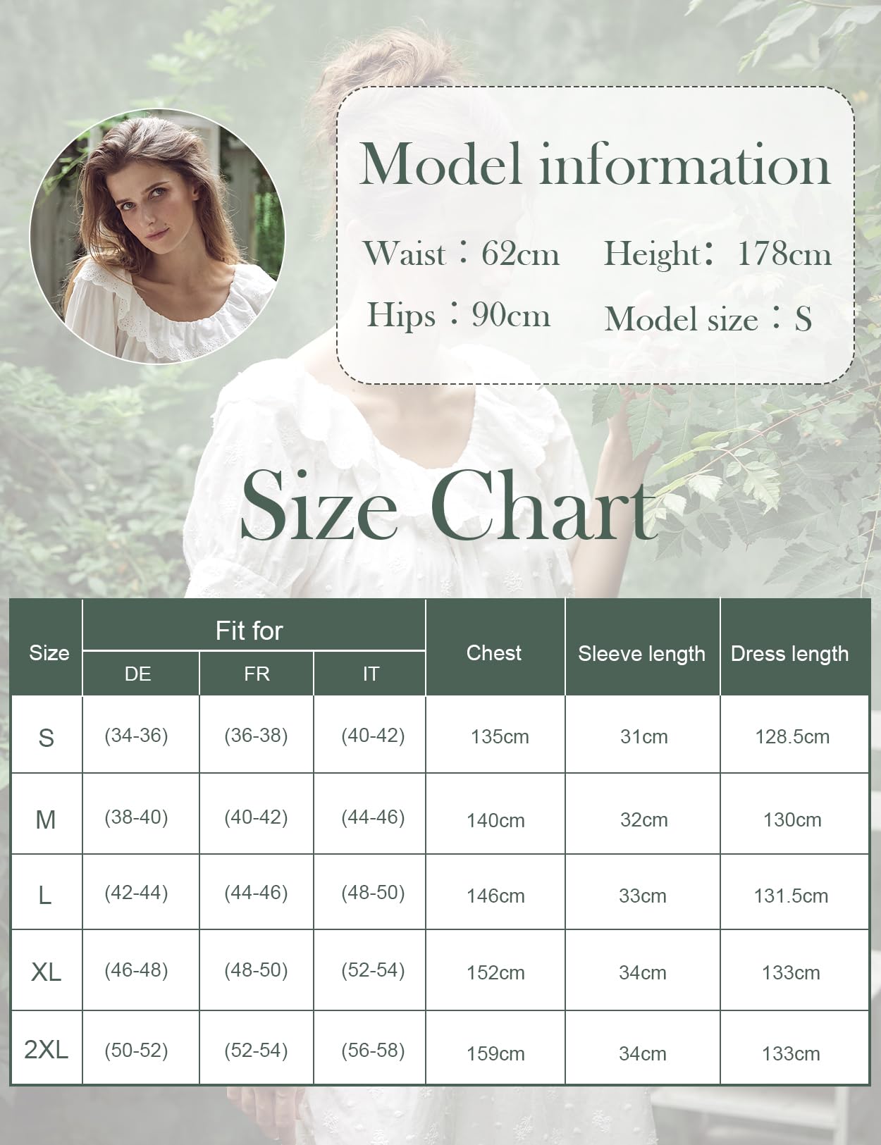 BEAUTELICATE Damen Nachthemd Kurzarm Vintage Leichter Baumwolle Schlafkleid Lange Elastischer Halsausschnitt mit Rüschen Ganzkörper-Stickerei Sommer Viktorianisch Nachtkleid Negligé Weiß