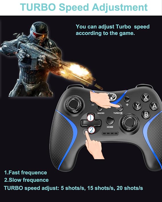 Cehensy Switch Controller,Bluetooth Switch Pro Controllers for Nintendo Switch/Lite/OLED/PC Window,PC Gaming Controller with Programmable Buttons,Wake up,Gyro Axis,Turbo,Dual Vibration,Screenshot