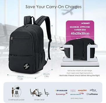 SPAHER Wizzair Cabin Bags 40x30x20 Lightweight Travel Backpack Waterproof Outdoor Sports Camping Cycling Mountaineering Hiking Casual Daypack 25L Rucksack Underseat Bag for Men Women Grey
