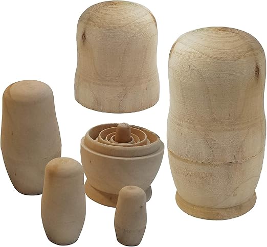 Adventure Awaits! 2-Pack Solid Wood Blank Nesting Doll 5pc Set