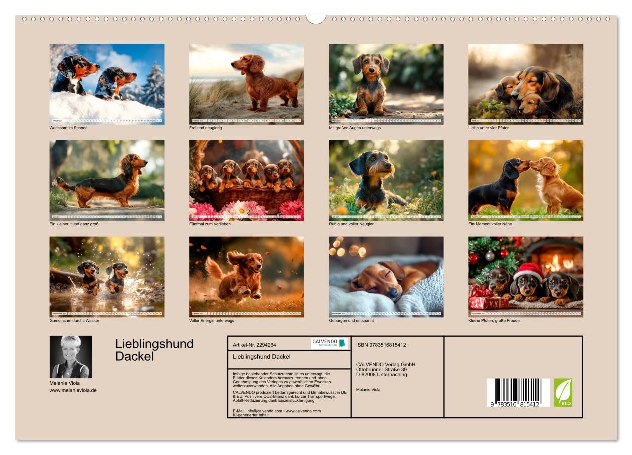 Lieblingshund Dackel (hochwertiger Premium Wandkalender 2027 DIN A2 quer), Kunstdruck in Hochglanz: Treue Blicke und kleine Abenteuer (CALVENDO Tiere)