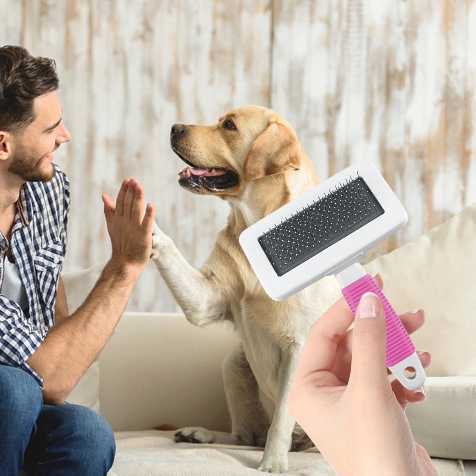 cepillo de pelo para mascotas | Cepillo de acero inoxidable para perros y gatos para muda de pelo | Cepillo para Perros para Mascotas de Pelo Largo o Corto Suministros para Mascotas Elimina enredos y