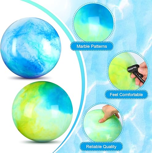 Miniatura 11 de Deekin 2 bolas hinchables marmoleadas de 15 pulgadas y 18 pulgadas grandes de hedstrom inflables de goma, juguetes sensoriales para agua escolar al