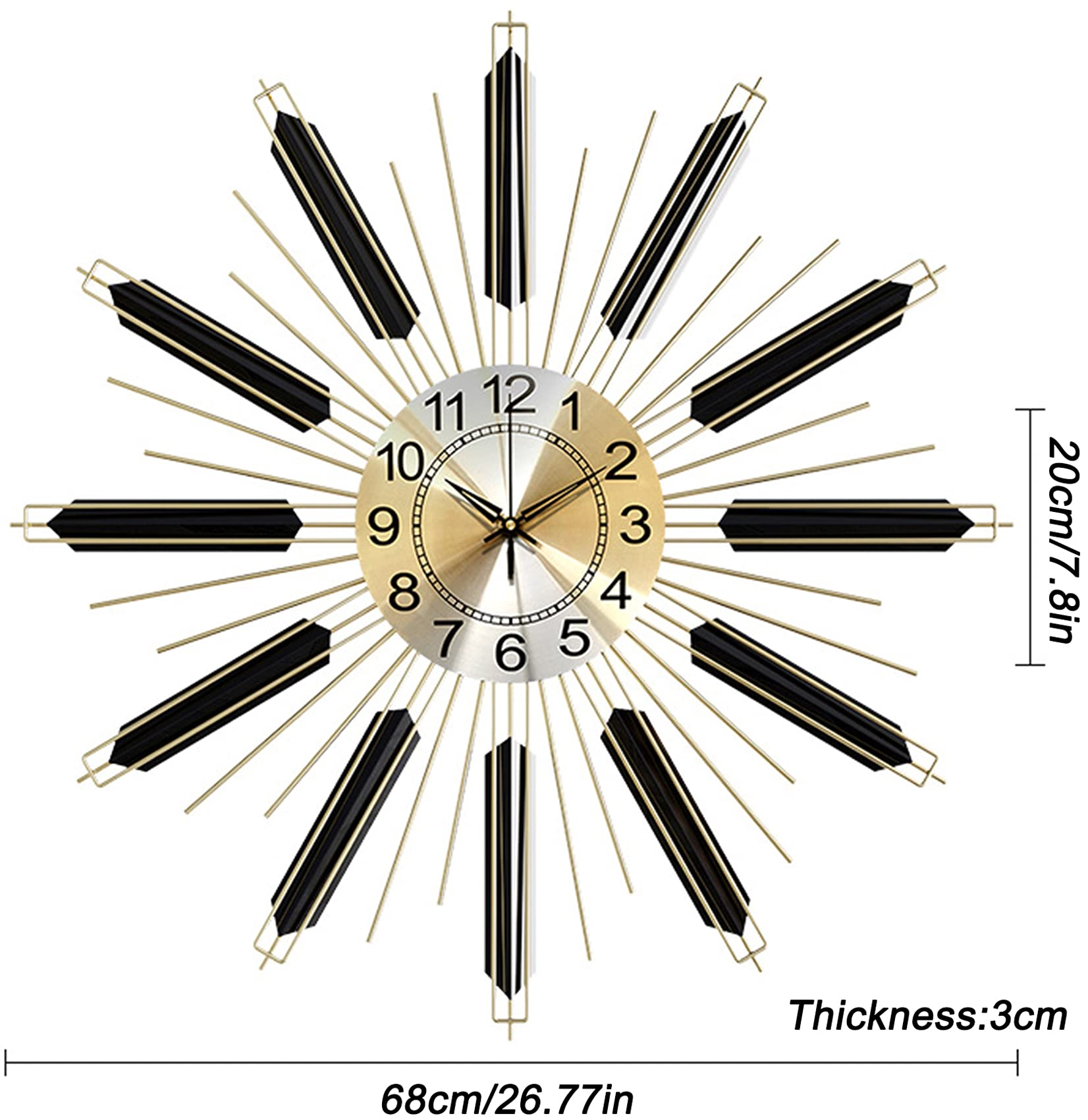 Reloj de Pared para decoración para Sala de Estar, Relojes de Pared Grandes de Metal, diseño artístico silencioso, Relojes de Pared Modernos para decoración de Dormitorio y Cocina