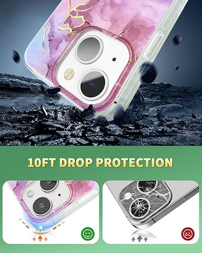 Miniatura 8 de SCORPIFY Funda para iPhone 14 compatible con MagSafe con diseño de mármol violeta, bonita funda magnética morada para mujeres y niñas, no