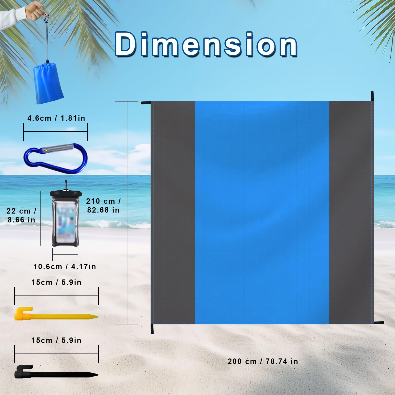 KIMIGO Picknickdecke 200x200cm - XXL Outdoor-Decke Für 4-6 Personen