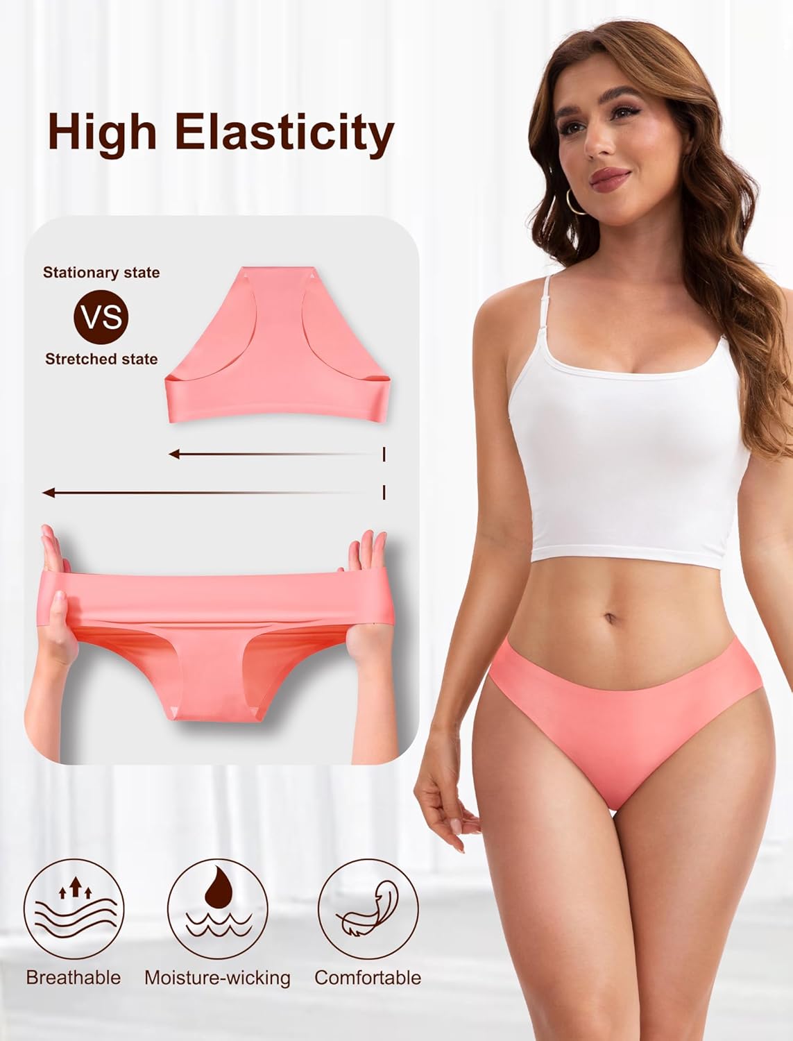 MISSWHO Seamless Womens Underwear Bikini No Show Soft Comfortable Invisibles Briefs Low Rise Hipster Panties 6 Pack - Image 2