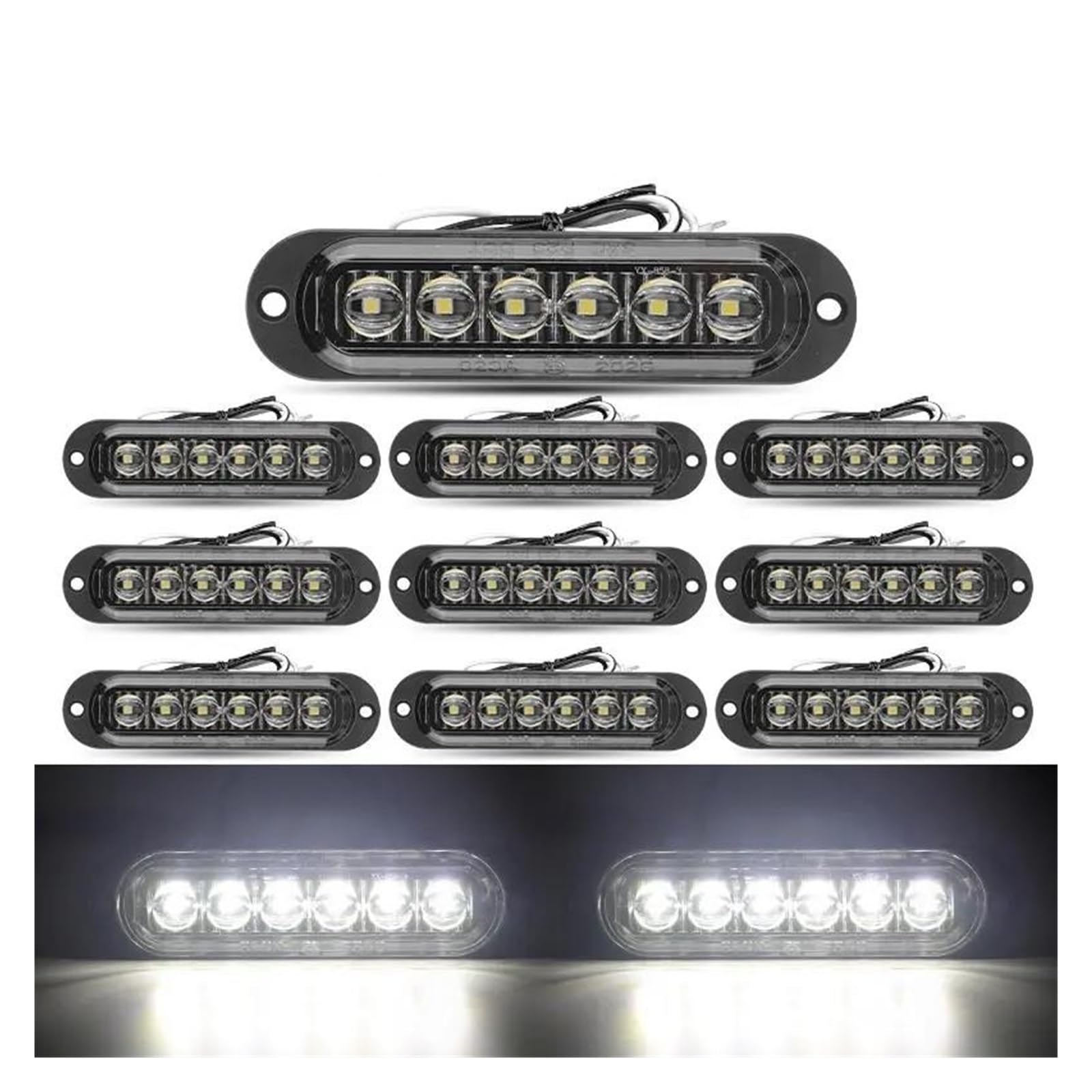 Generico Indicatore Laterale 10 pezzi Mark luci LED indicatore posizione laterale lampada segnalazione per camion auto rimorchio autobus pick-up camper Indicatore Direzione(10x 6Leds White)