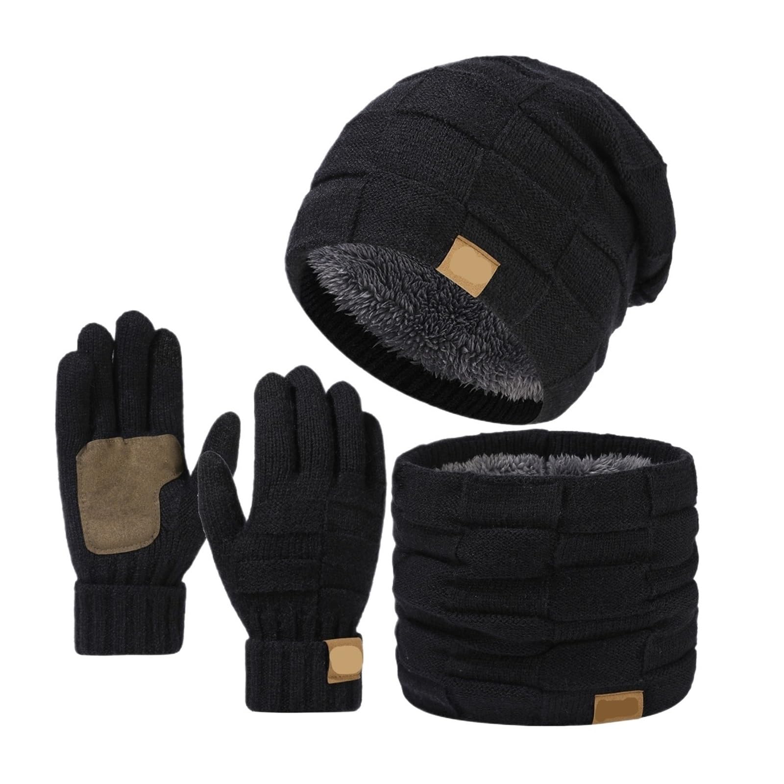 Generico Cappello guanto in pelle for stare al caldo in autunno e inverno
