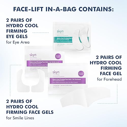 Miniatura 3 de skyn ICELAND Rejuvenecimiento facial en una bolsa, mascarillas de hidrogel reafirmantes para frente, líneas de sonrisa y debajo de los ojos. Parches