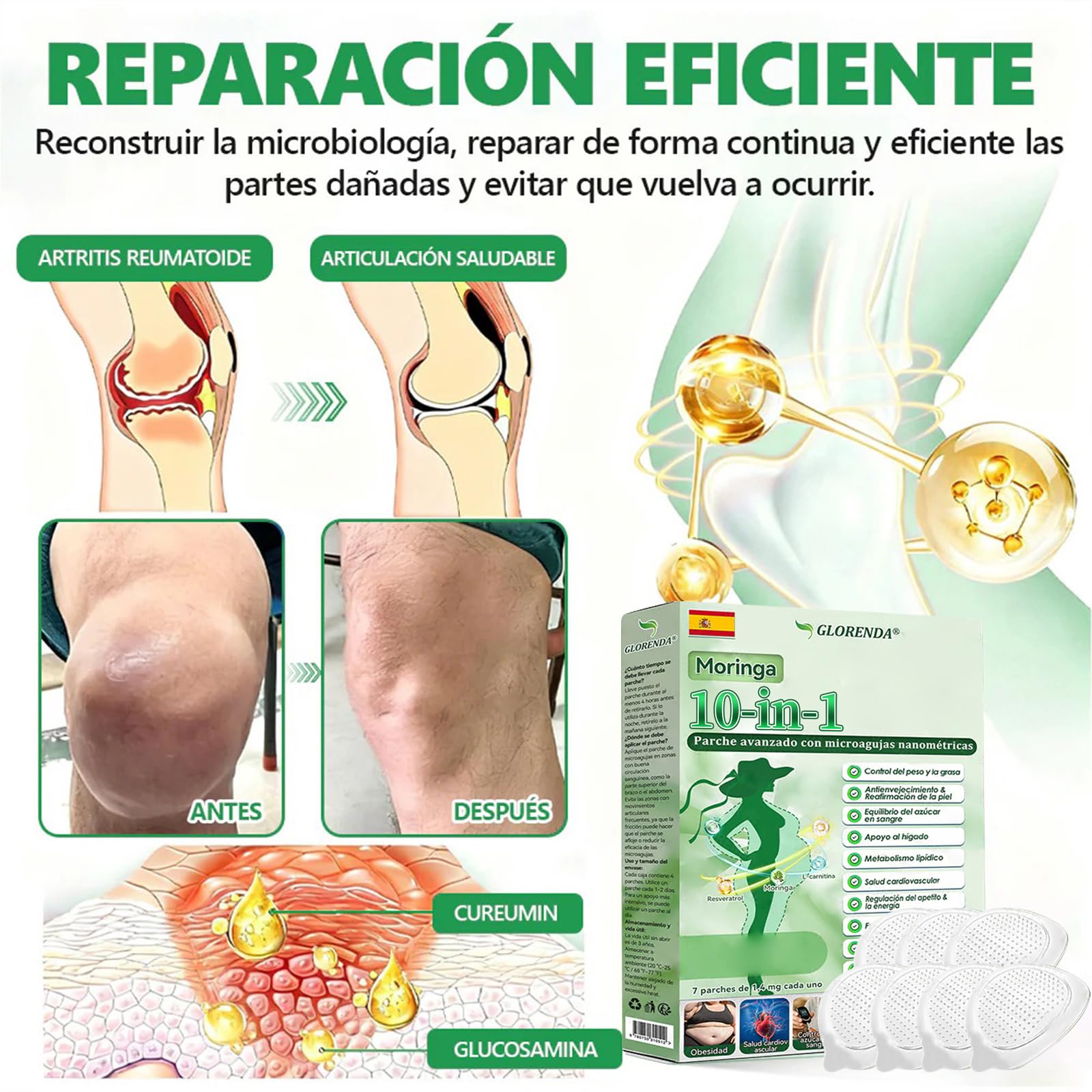 GLORENDA Moringa NAD+ Parche 10-en-1, GLORENDA Parches, para hombres y mujeres (2 Caja) - 3