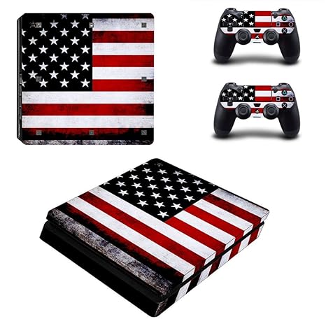 Elton Old American Flag Theme 3M Skin Sticker Cover for PS4 Slim Console and Controllers [video game]