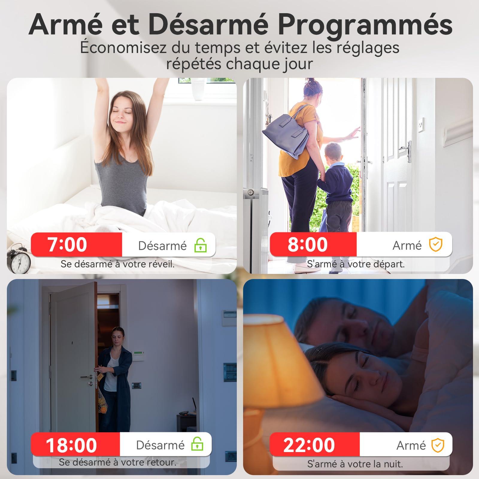 CPVAN Alarme Maison sans Fil, 2.4GHz WiFi PIR Détecteur de Mouvement avec Alertes APP, PIR Alarme Hôte + 2 Télécommandes + 4 Capteurs de Porte/Fenêtre,Noir
