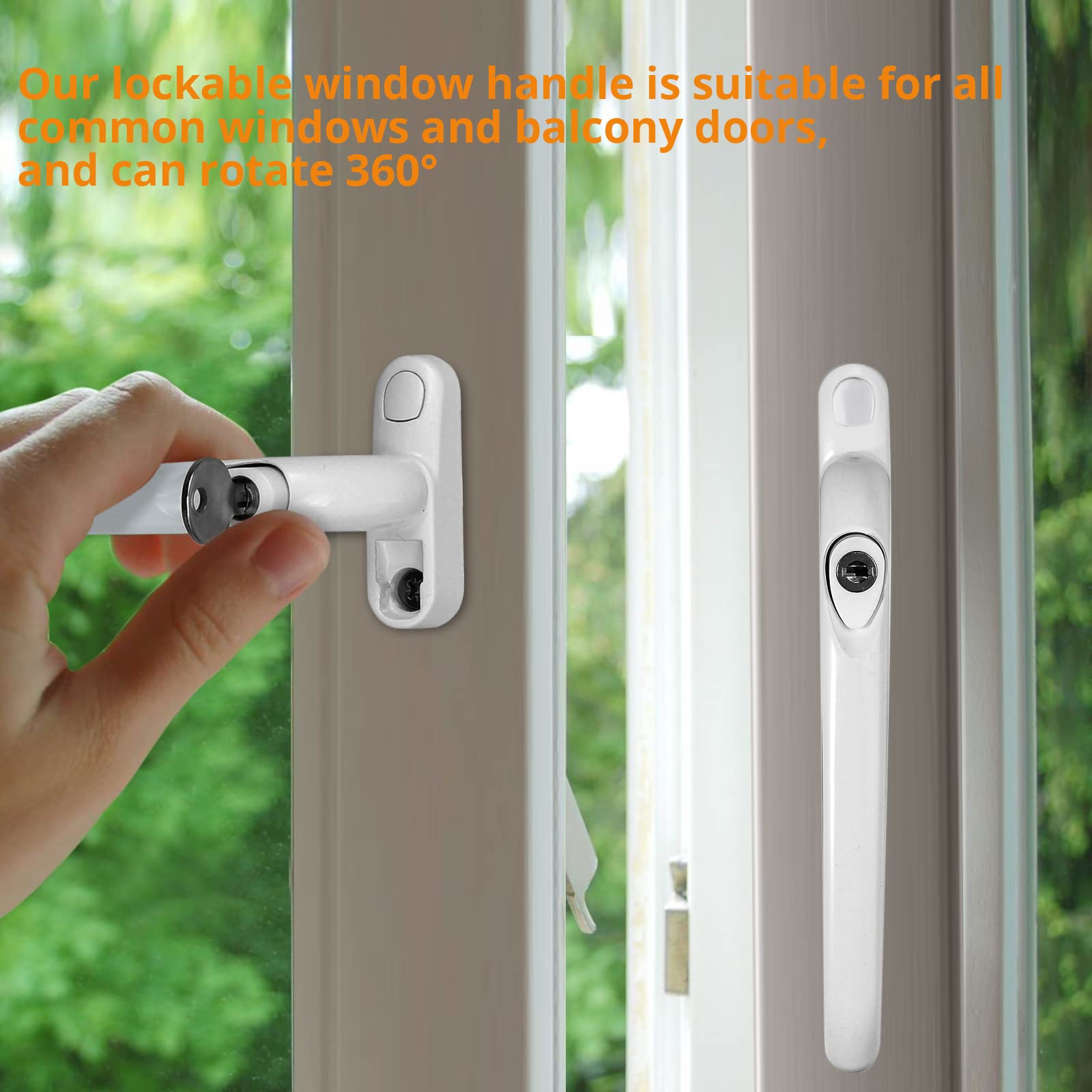 Neoteck Abschließbarer Fenstergriff 10PCS 43mm PVC Fensterschloss mit Schlüssel Fensterknauf Kindersicherung Fenstersicherung Weiß