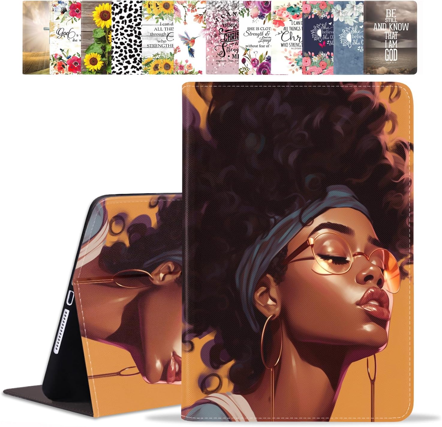 for iPad mini 5 Case, Mini 4 Case, iPad mini 1/2/3 Case, PU Leather Folio Case Smart Cover with Stand & Auto Wake Sleep for iPad mini 5th/4th Gen 7.9 inch, African American Girl