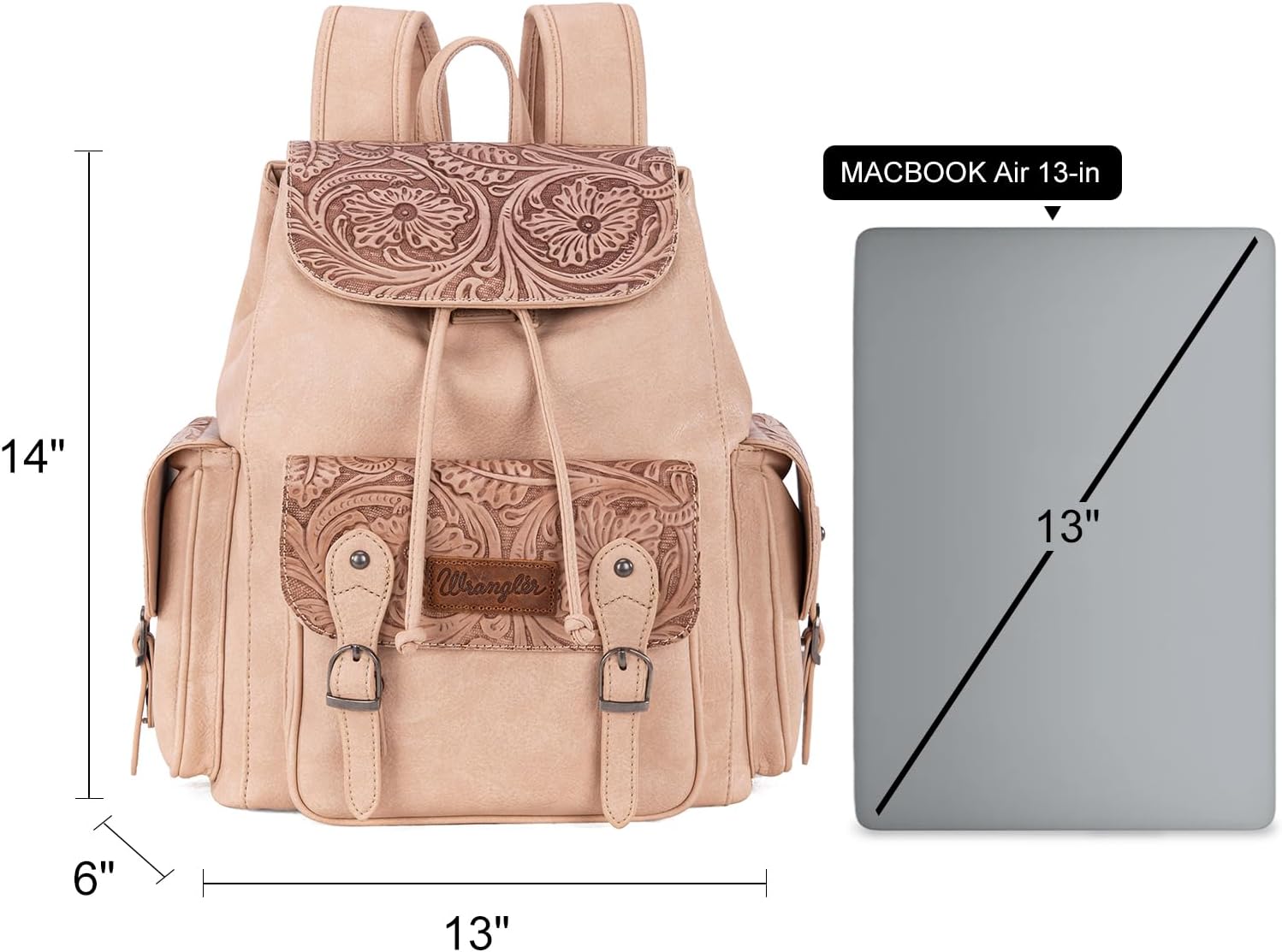 Montana West Wrangler Backpack Purse for Women Men Western Backpack Floral Tooled Travel Bags - Image 6