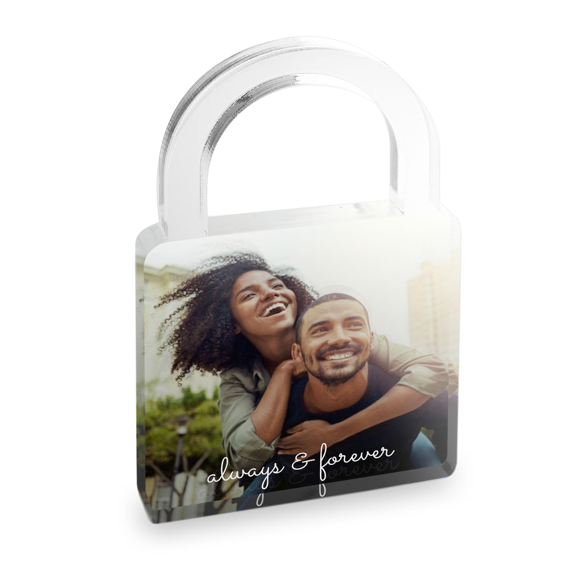 Personalised Padlock Photo & Text Acrylic Block Plaque Your Message Image Printed Free Standing Picture Ornament