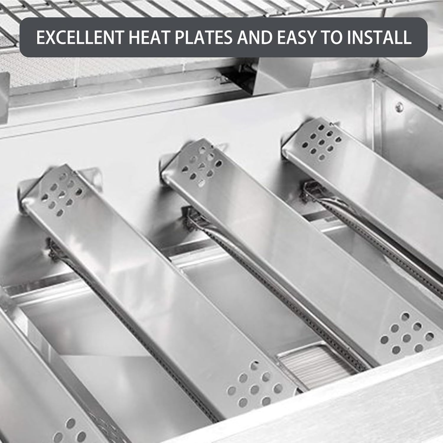 Charbrofire 740-0780 Heat Plates 4 Burner Grill Replacement Parts for Kitchenaid Grill Parts 740-0780 740-0781 720-0745B Stainless Steel Heat Shield Kitchen Aid 4 Burner Cover 4 Pieces