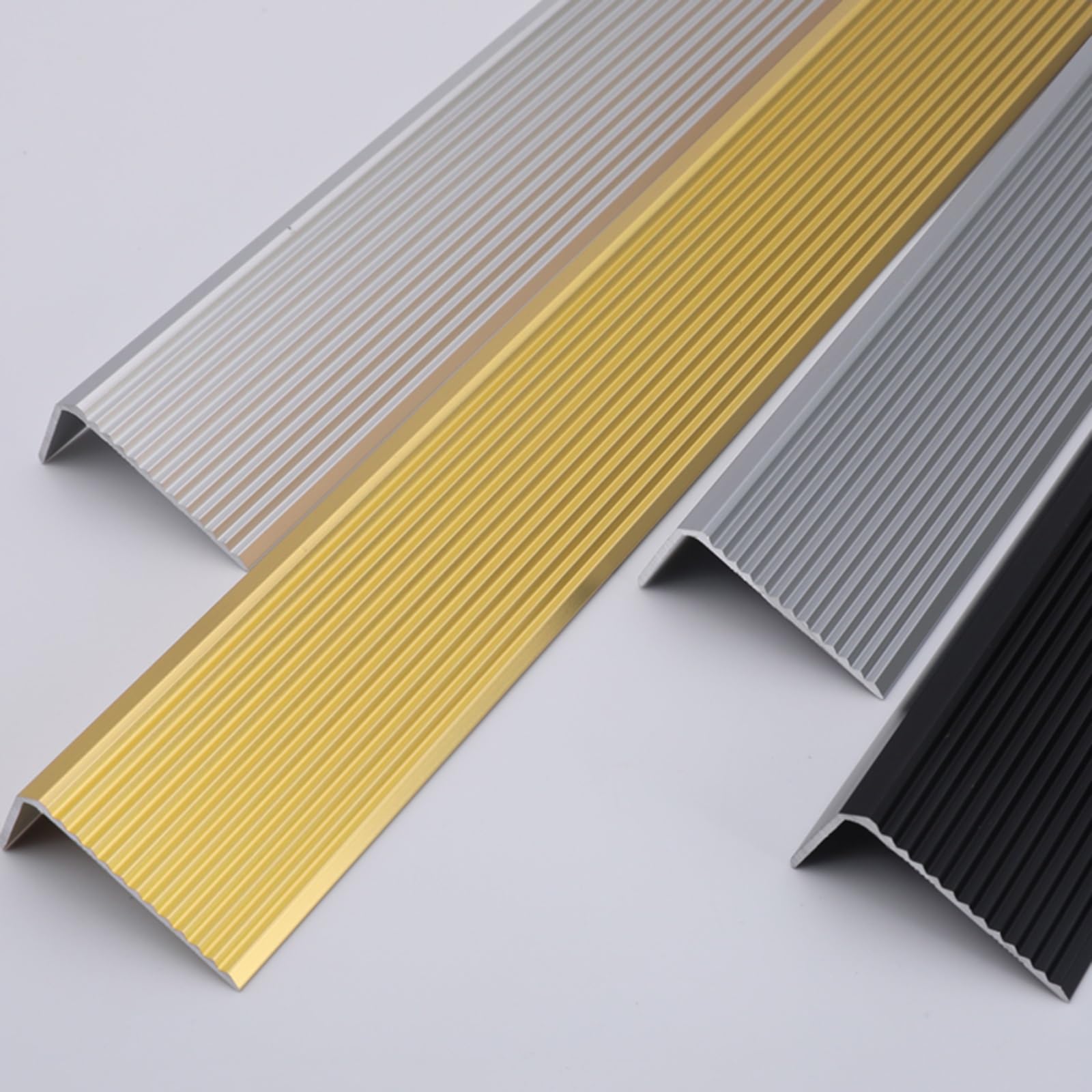 Listón de borde for escalera de 900 mm, listones de metal for escalones de madera, listones antideslizantes for escaleras y alfombras.(Gray,90cm L 30mm*20mm)