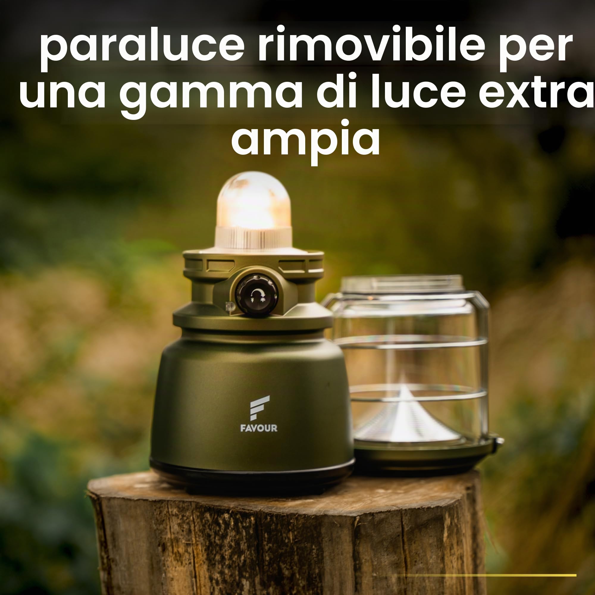 Lanterna da Esterno LED alta potenza 1300 Lumen, IP64 impermeabile e antiurto | Lampada da Campeggio a Batteria, gancio integrato, temperatura di colore regolabile, dimmerabile, verde