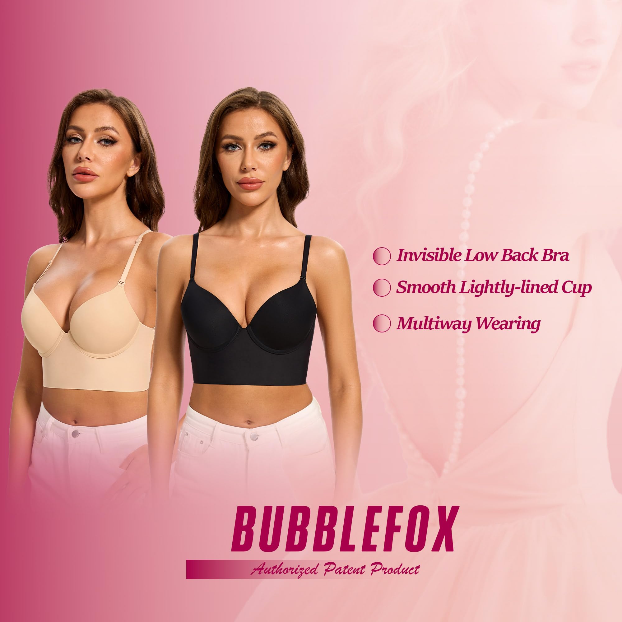 Soutien Gorge Dos Nu-Soutien Gorge Dos Transparent-Invisible Multiples et Convertibles sans Coutures à Léger Rembourrage