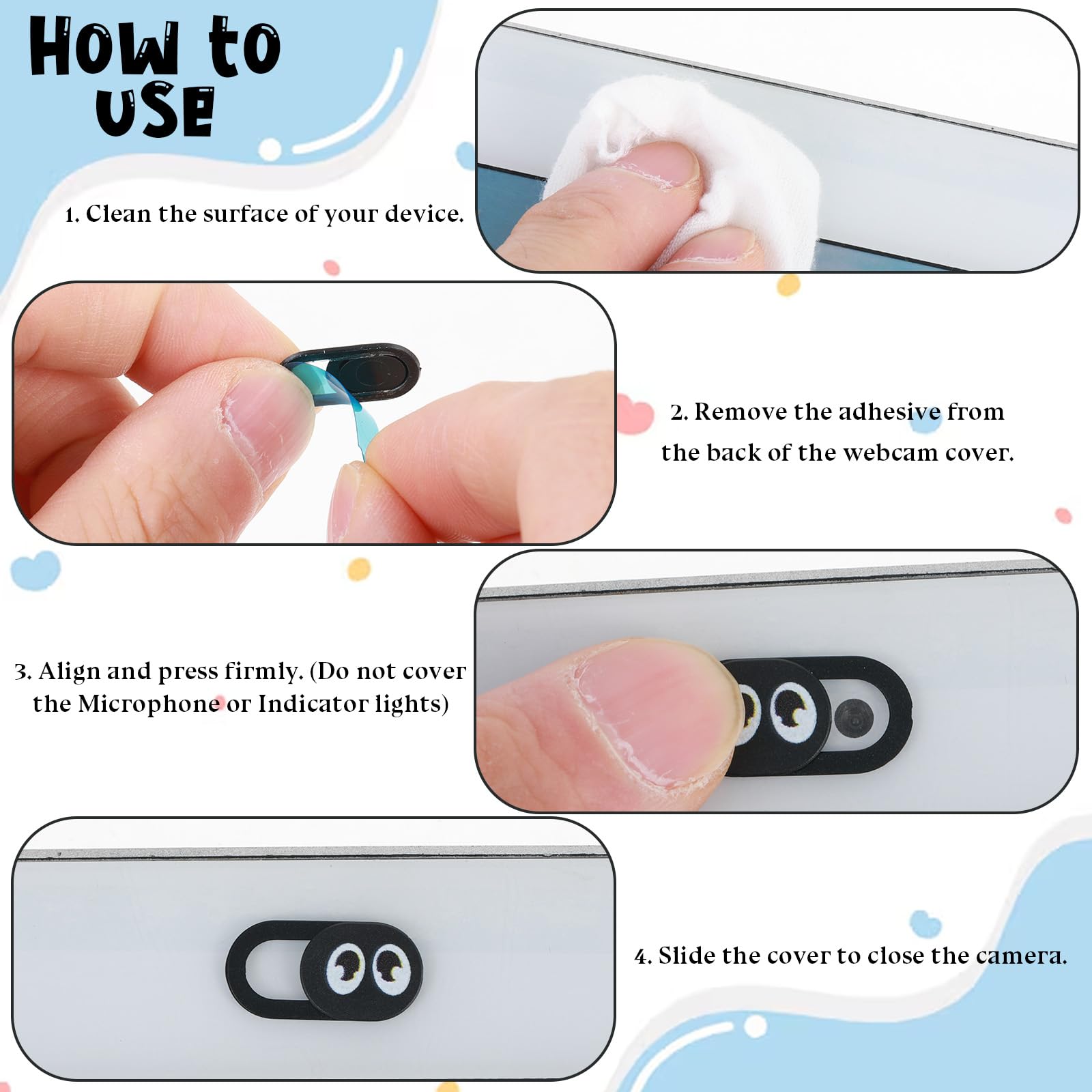 10 fundas para cámara de laptop, cubierta deslizante para cámara web, cubierta para cámara de computadora portátil, cubierta delgada para cámara de teléfono celular, protege tu seguridad de 3