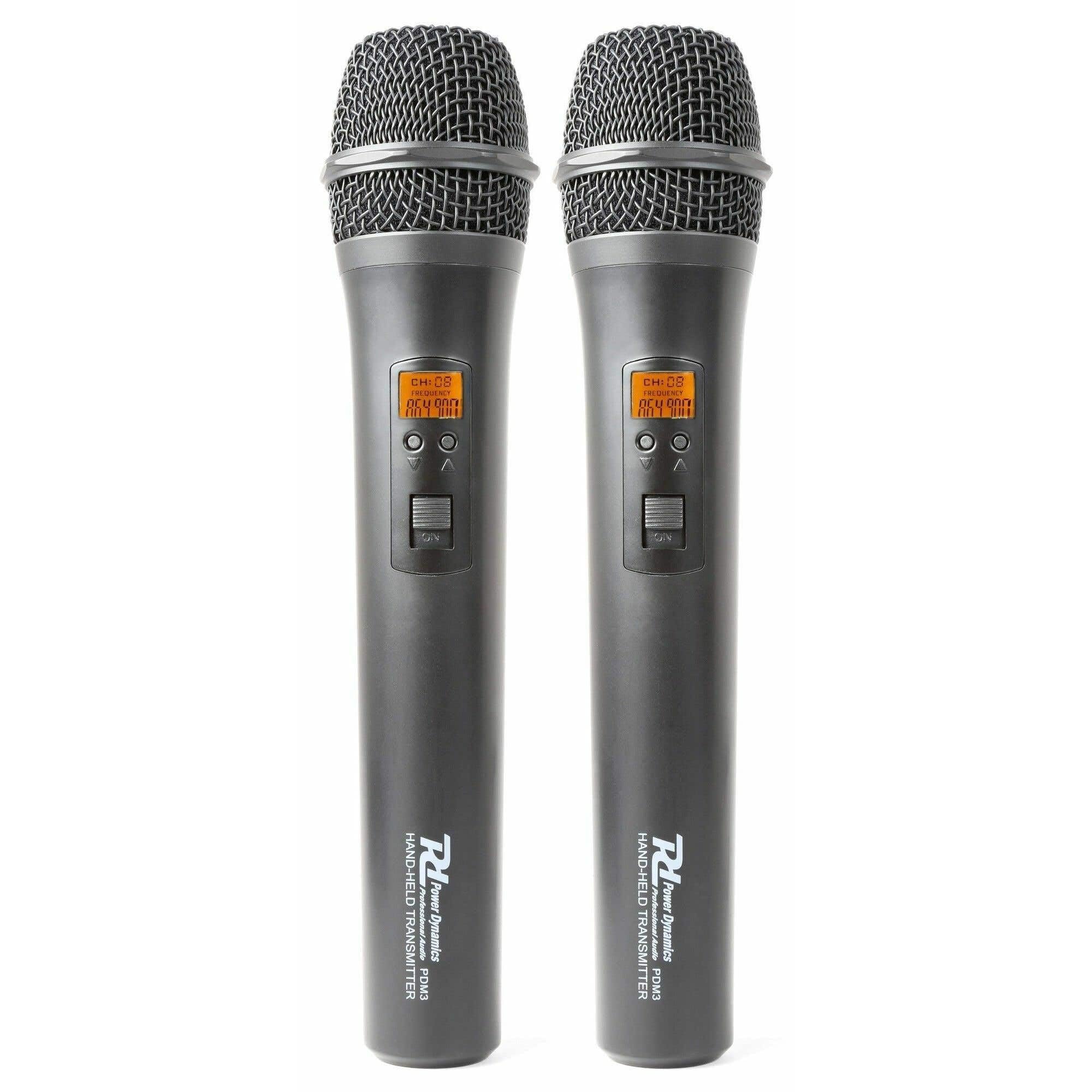 Power Dynamics PD782 - Système Micro sans Fil, UHF 2x 8 Canaux, Affichage LCD, Double Antenne à l'Arrière du Récepteur, Livré avec Valise Pratique et Robuste, Idéal Présentations et Chant