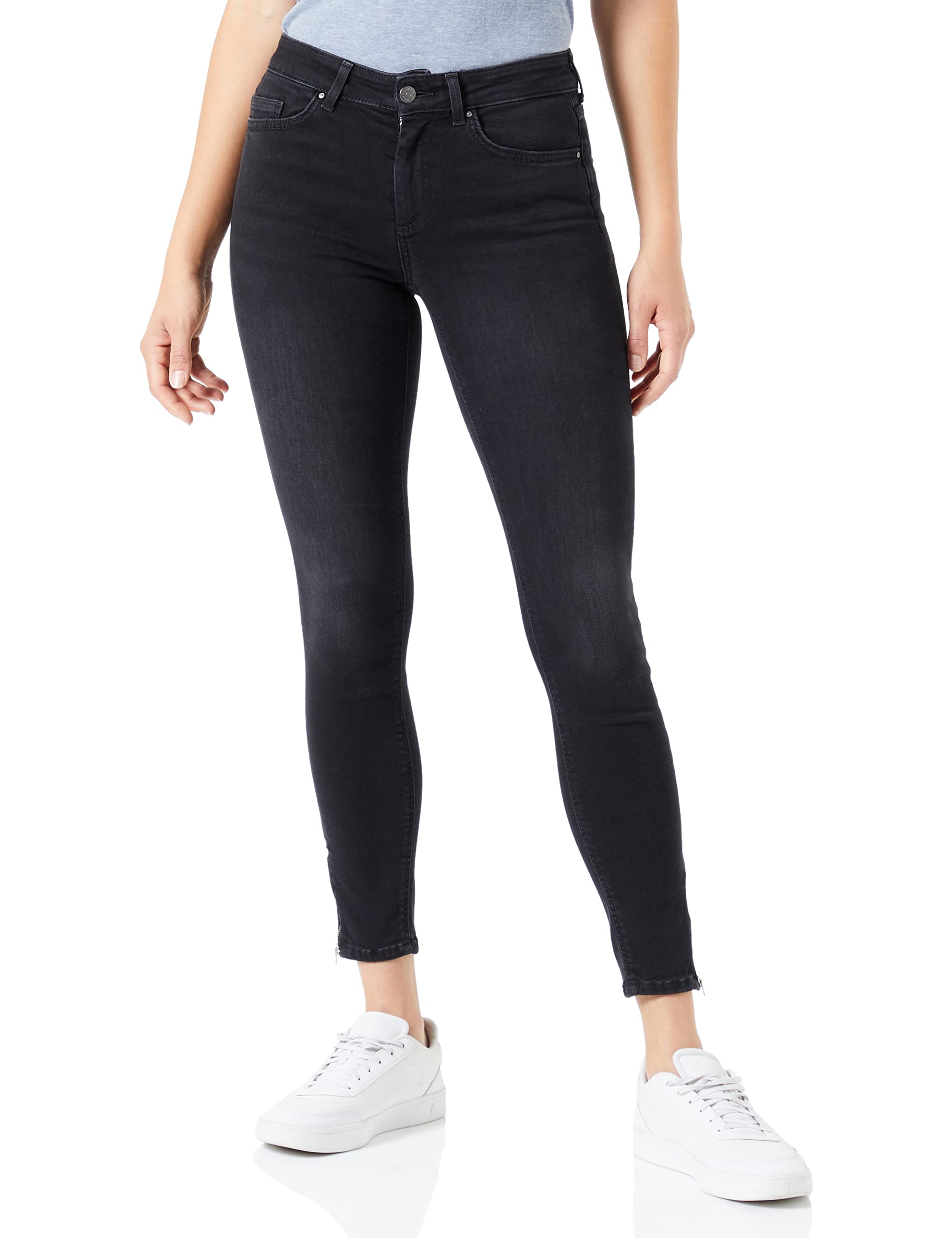 ONLY Women's Onlblush Mid Skinny Ankle Zip DNM Box Jeans, Black, XL / 34L