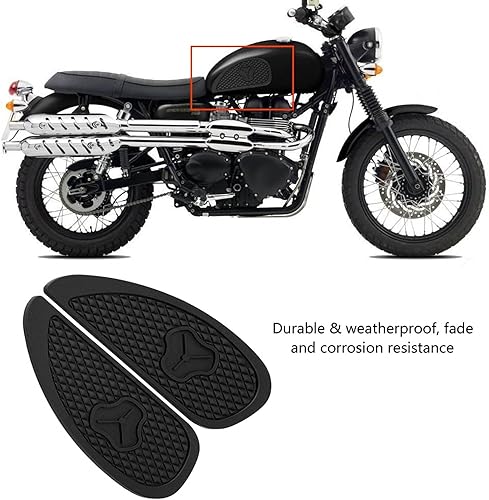 Miniatura 7 de Almohadilla de tracción de tanque para tanque de combustible de motocicleta retro, calcomanías protectoras antideslizantes, negro, 2 unidades