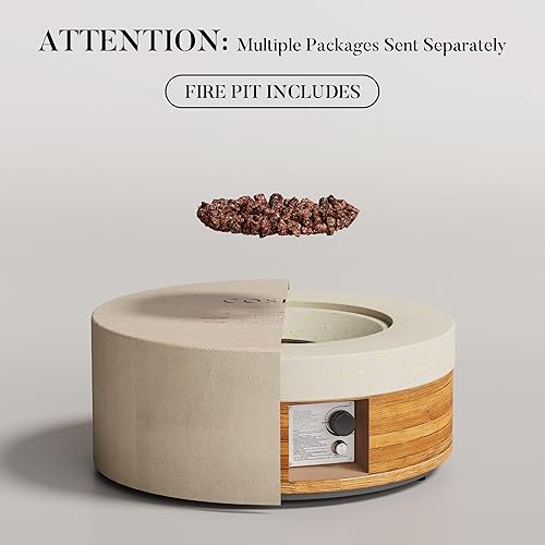 Miniatura 57 de COSIEST Juego de mesa de fuego de propano para exteriores de 2 piezas con mesa de tanque, mesa rectangular de terrazo de 42 pulgadas