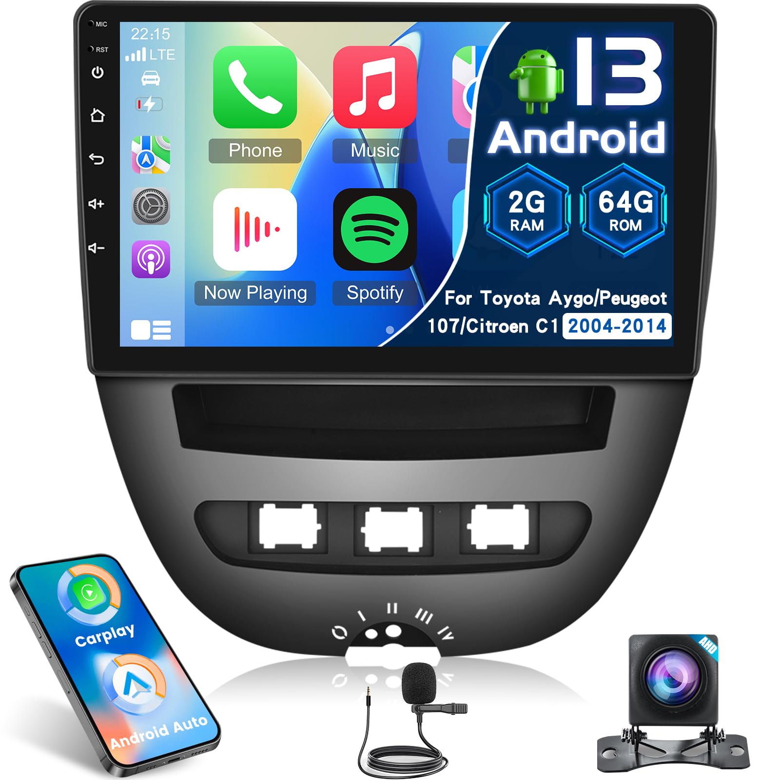 BG4U - Android Navigatie Radio geschikt voor Peugeot 107 Citroën C1