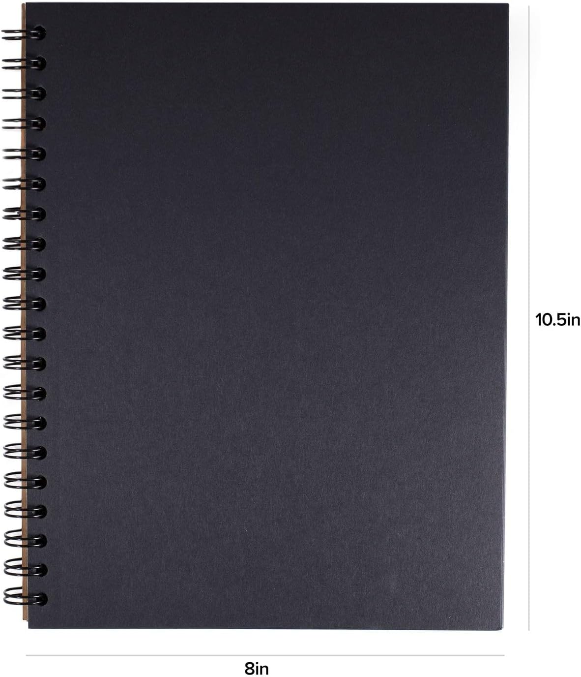 Blackout Blank Spiral Notebook/Journal, 55 Sheets of Premium 70lb Black Paper, 10.5" x 8", Recycled and Sustainable, Toned Sketchbook for Visual Notetaking, Pack of 2