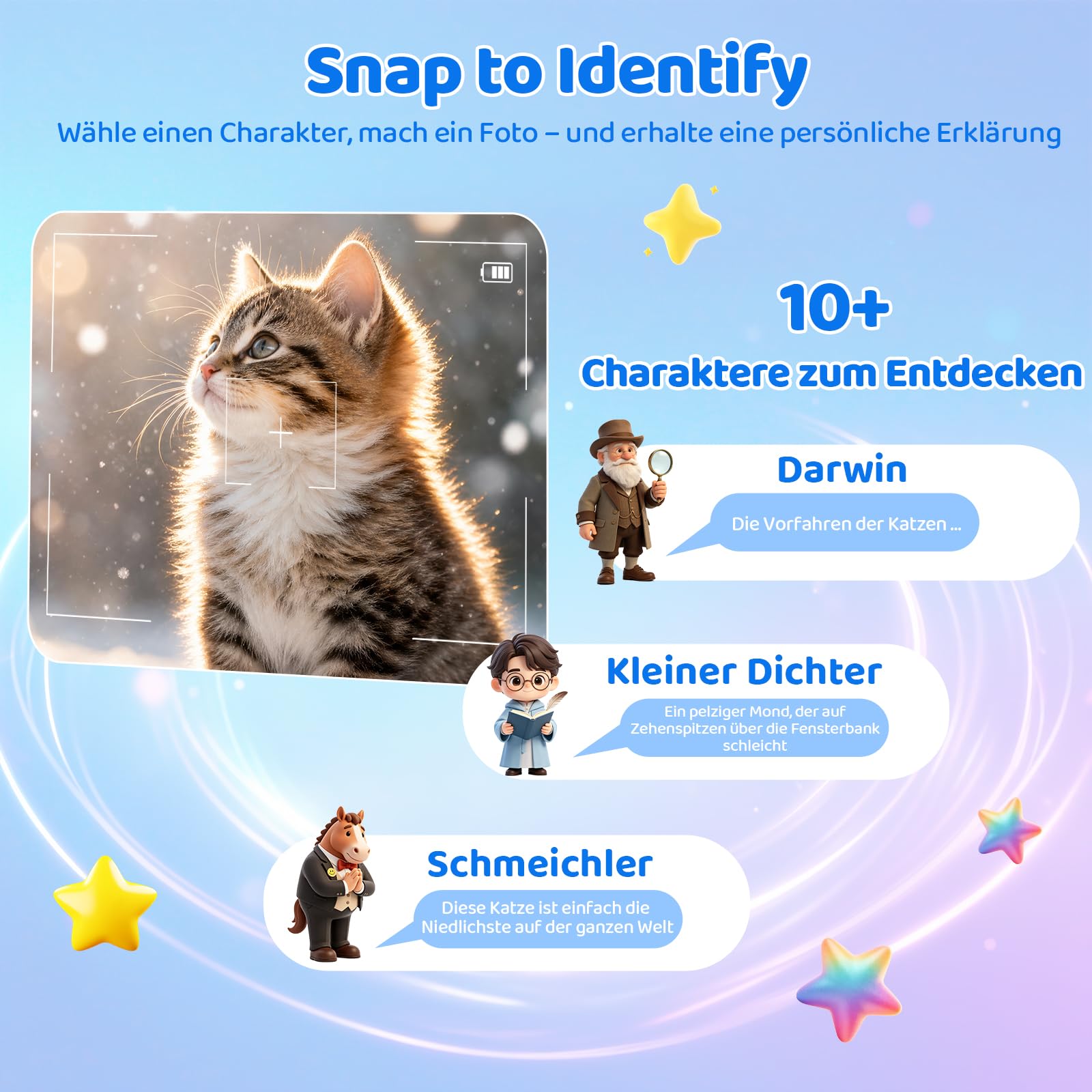 CHAKEYAKE Kinderkamera Sofortbildkamera, KI Sprachdrucker Digitalkamera mit Sprachsteuerung, Objekterkennung, Fragen & Antworten, Texterkennung, kreativen Filtern, Geschenk für Jungen und Mädchen