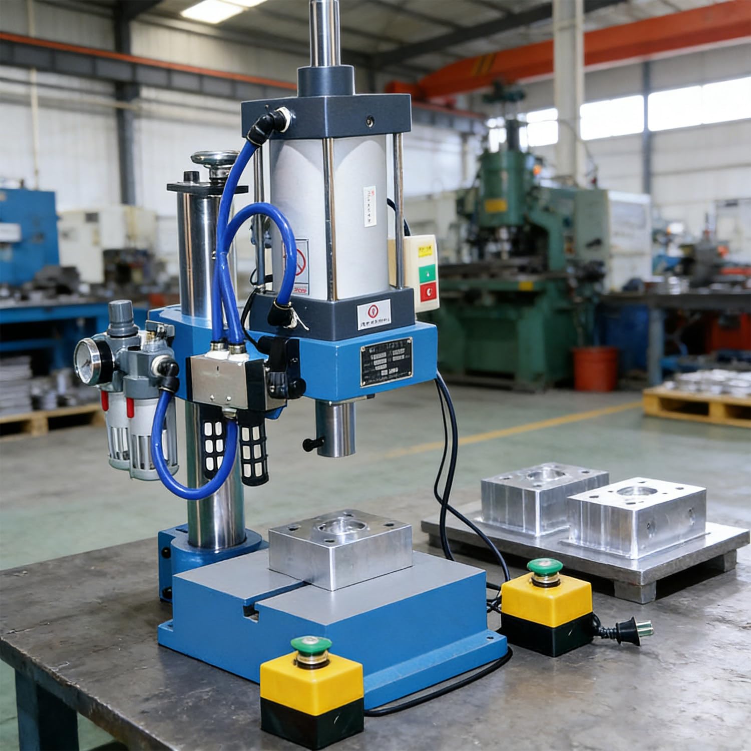 CelyToe Tabletop Pneumatic Press Pneumatic Press Machine Mini Pneumatic Stamping Press with 4 Configurations Available for Riveting Punching Bending & Small Parts Assembly in Workshop B