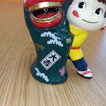 P46 レア　不二家　陶器開運ペコちゃん獅子舞　獅子舞ペコちゃん　ペコちゃん人形 Amazon.co.jp: 不二家 開運 ペコちゃん 獅子舞 置物 陶器製 大吉