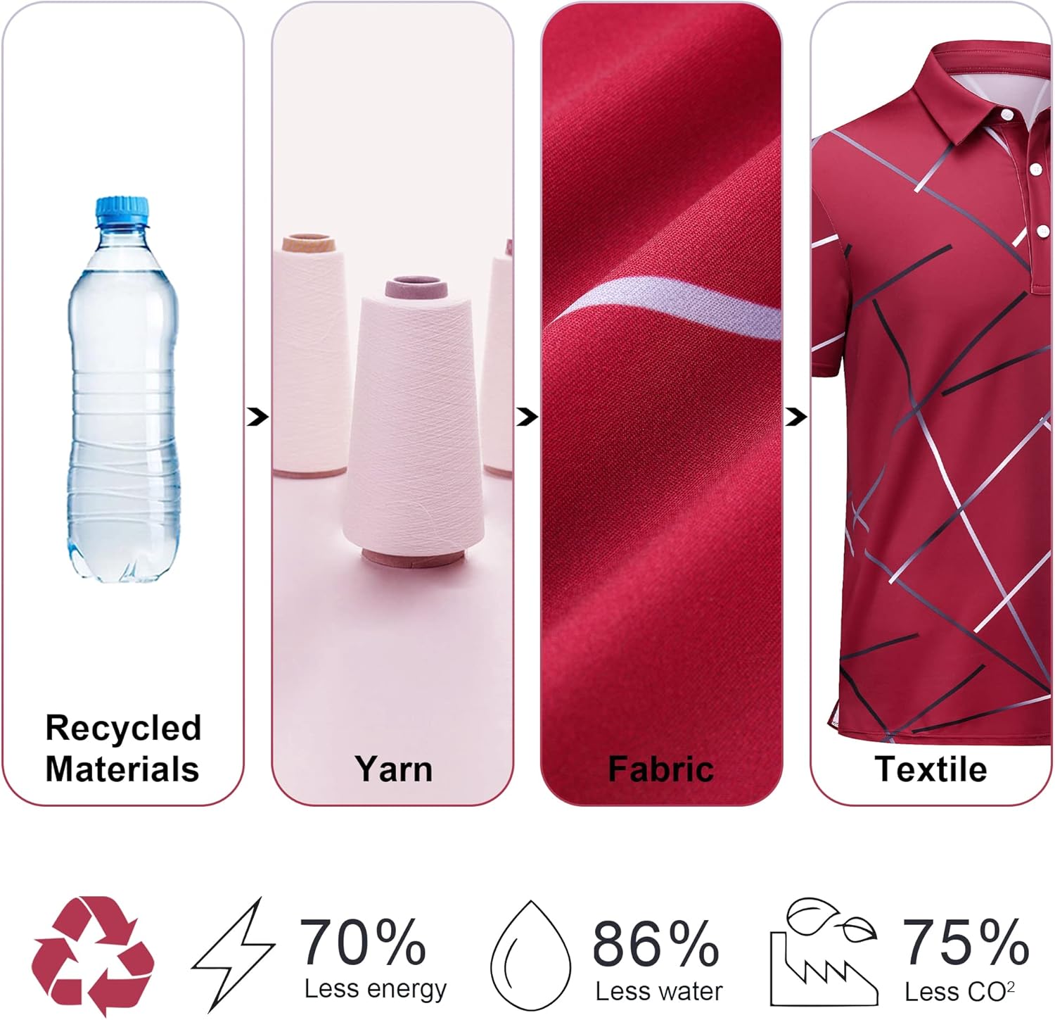 Men's Golf Shirts-Moisture Wicking Dry Fit Performance Recycled Polo Short Sleeve for Bussiness Casual Tennis - Image 4