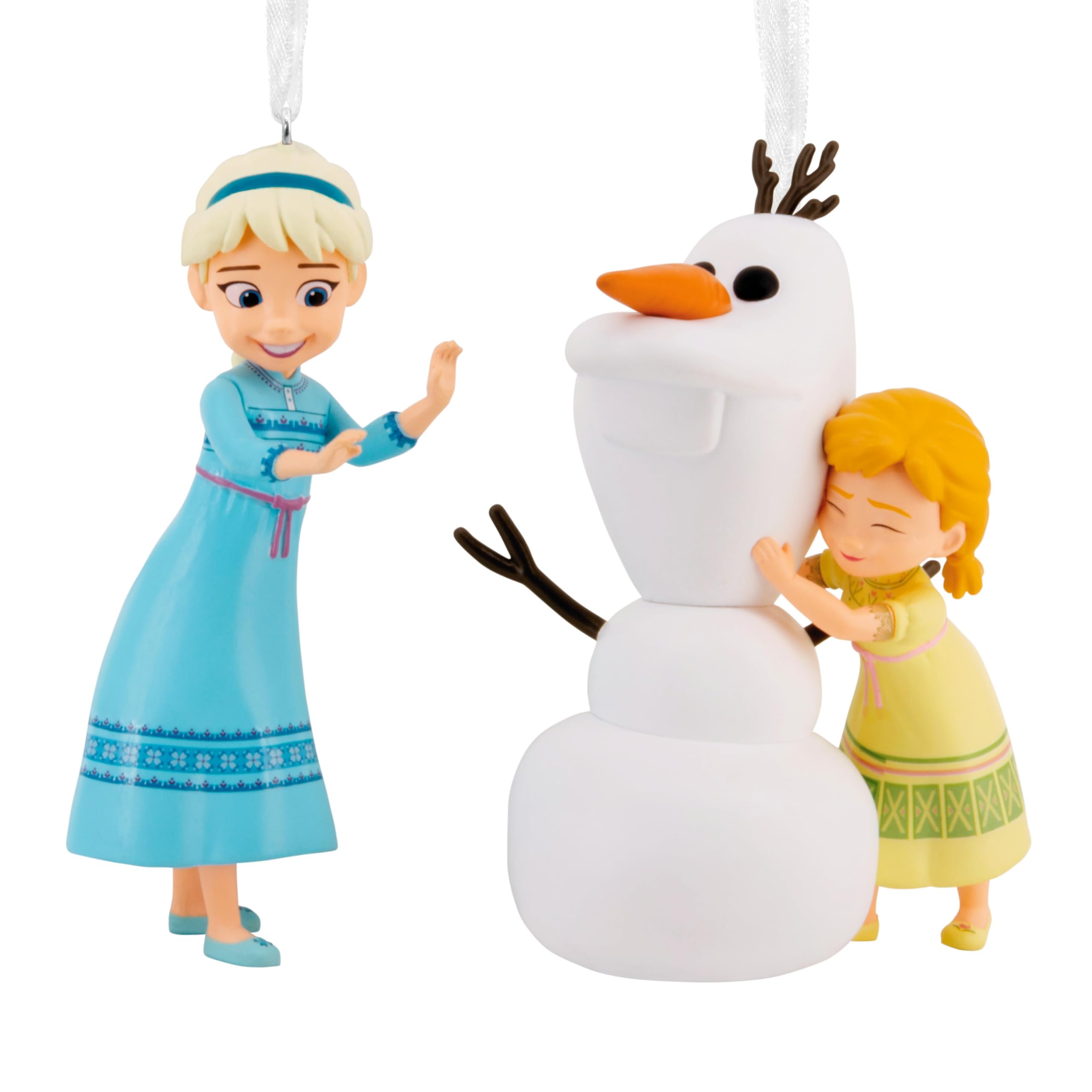 Hallmark White Collectable Frozen Storied Moments Ornament - Set Of 2 Elsa, Anna & Olaf Designs