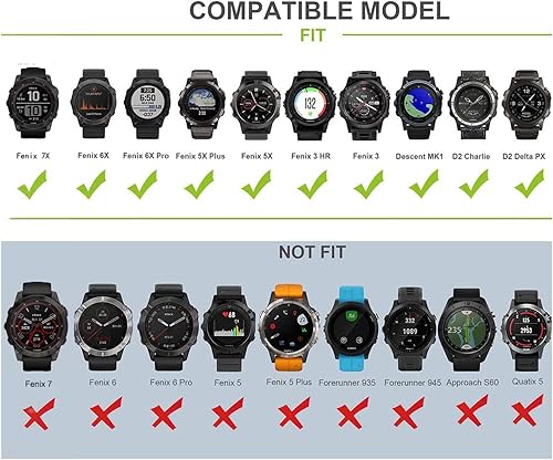 Miniatura 7 de Correa de silicona de 0.86 pulgadas de fácil ajuste compatible con Fenix 7X 6X 5X, Garmin Fenix 5X Fenix 6X Fenix 7X Descent Mk2 Smartwatches Fenix