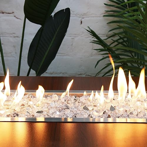 Miniatura 3 de Utheer Vidrio para hoguera de 10 libras, vidrio templado reflectante de 12 pulgada para fogata de propano, rocas de vidrio mezcladas para mesa de